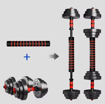 5-44lbs Adjustable Dumbbell to Barbell Set, Anti-Slip Grip, Versatile Home Gym Fitness Strength Training Barbell Weight Plates