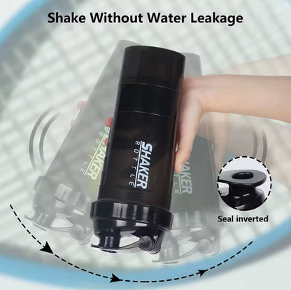 3 Layers Shaker Protein Bottle Powder Shake Cup Water Bottle Plastic Mixing Cup Body Building Exercise Bottle