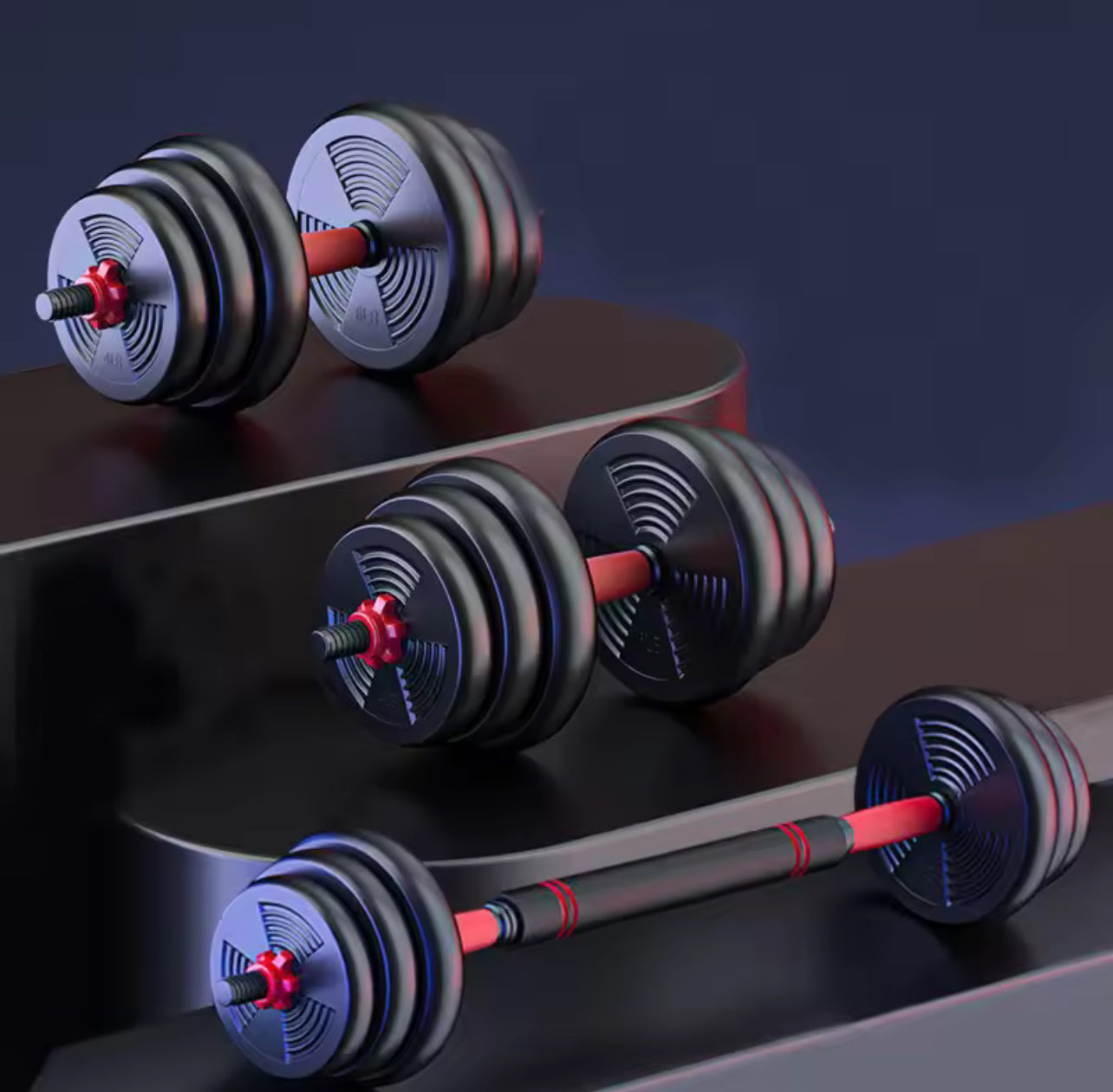 5-44lbs Adjustable Dumbbell to Barbell Set, Anti-Slip Grip, Versatile Home Gym Fitness Strength Training Barbell Weight Plates