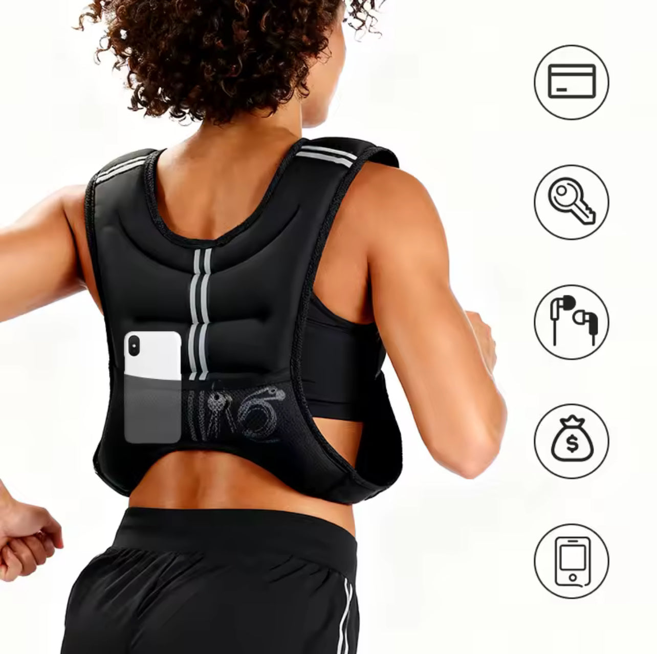 12lb Weight Vest with Reflective Stripe for Workout, Strength Training, Running, Fitness, Muscle Building, Weightlifting