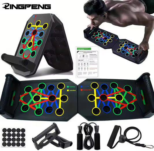 Portable Multifunctional Push-up Board Set With Handles Foldable Fitness Equipment For Chest Abdomen Arms And Back Training